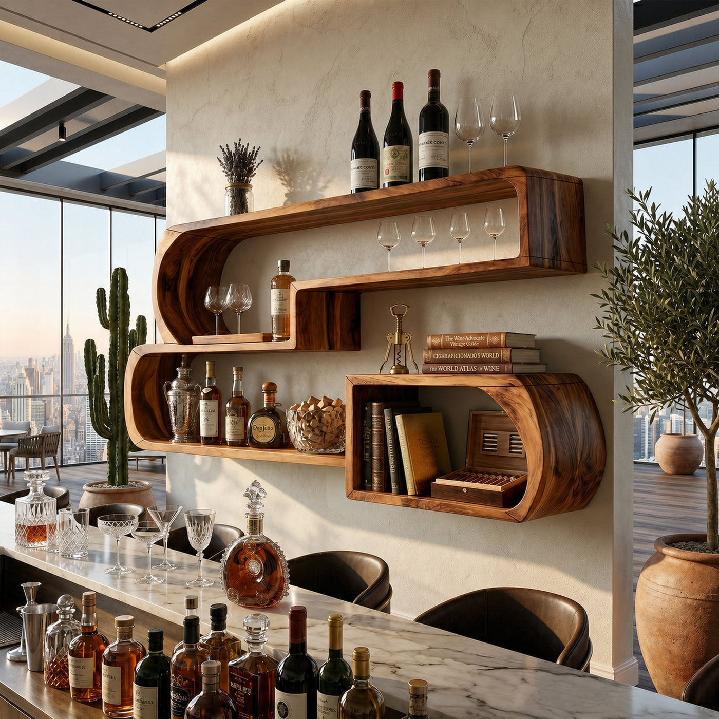 Industrial Wall Wine Rack For Living Lounge Beverage Placement - product view 6