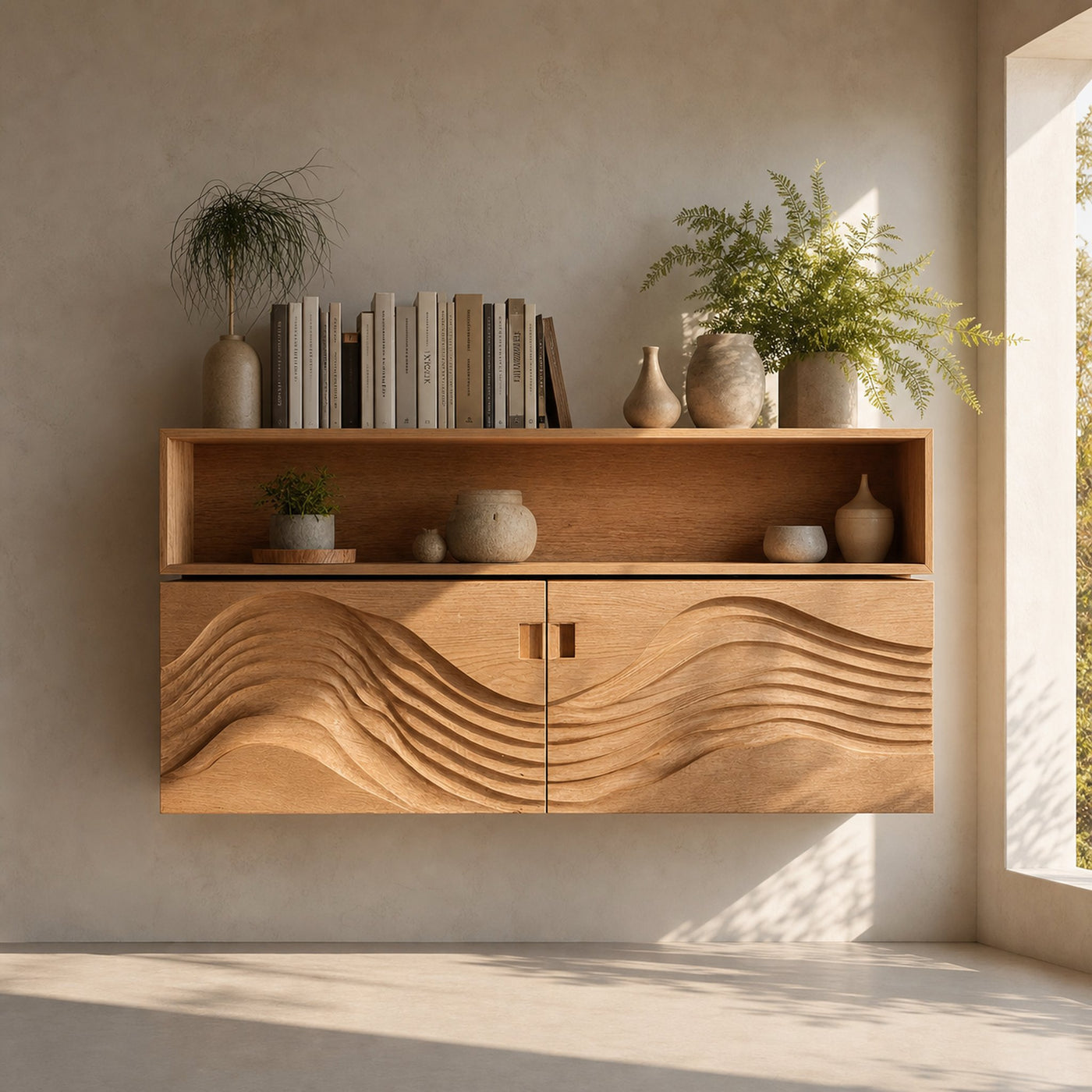 Industrial Wooden Wall Mounted Bookshelf For Home Office Storage