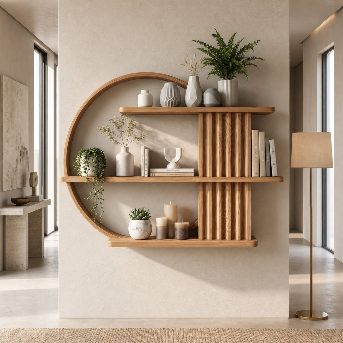 Japandi Minimal Display Shelf Living Room And Reading Room