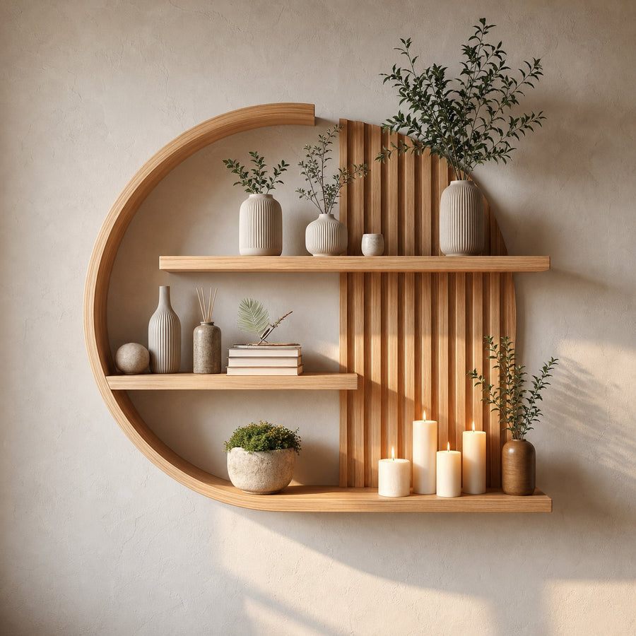 Japandi Minimal Wall Shelf Living Room And Calm Space