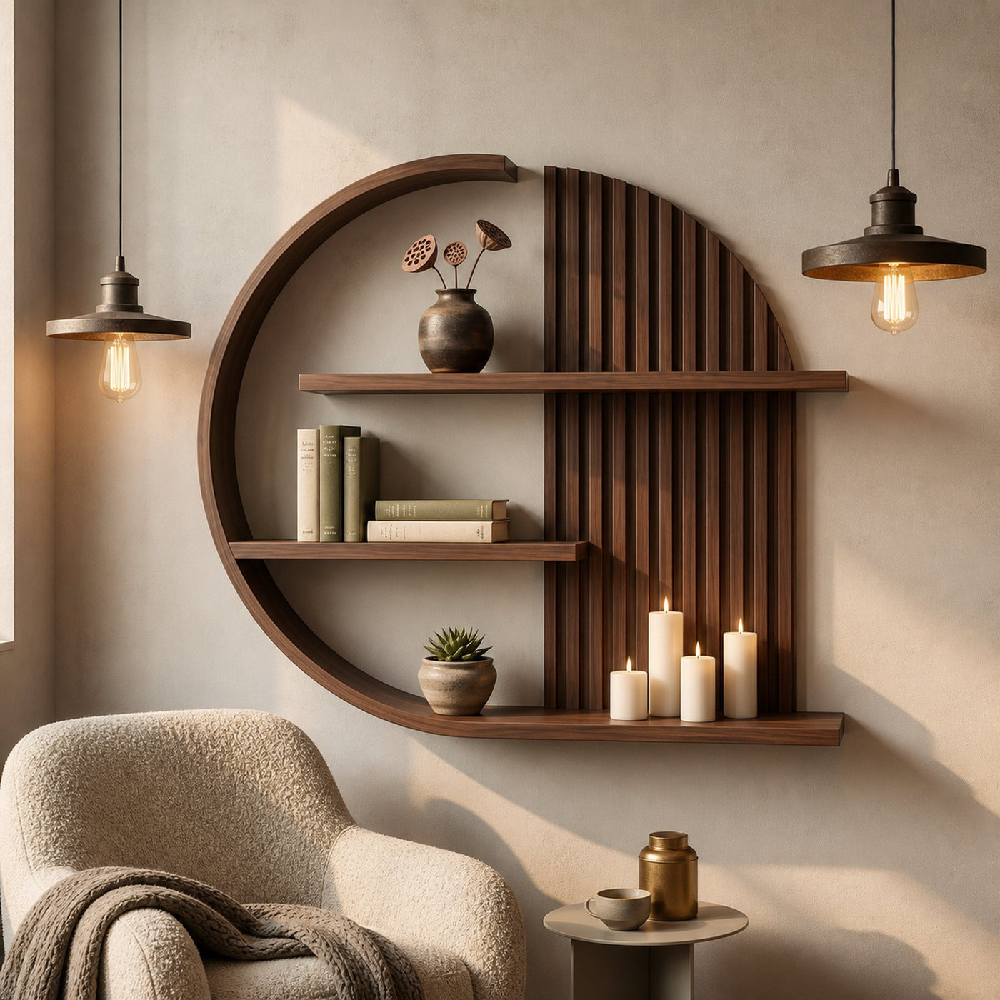 Japandi Minimal Wall Shelf Living Room And Calm Space - product view 6