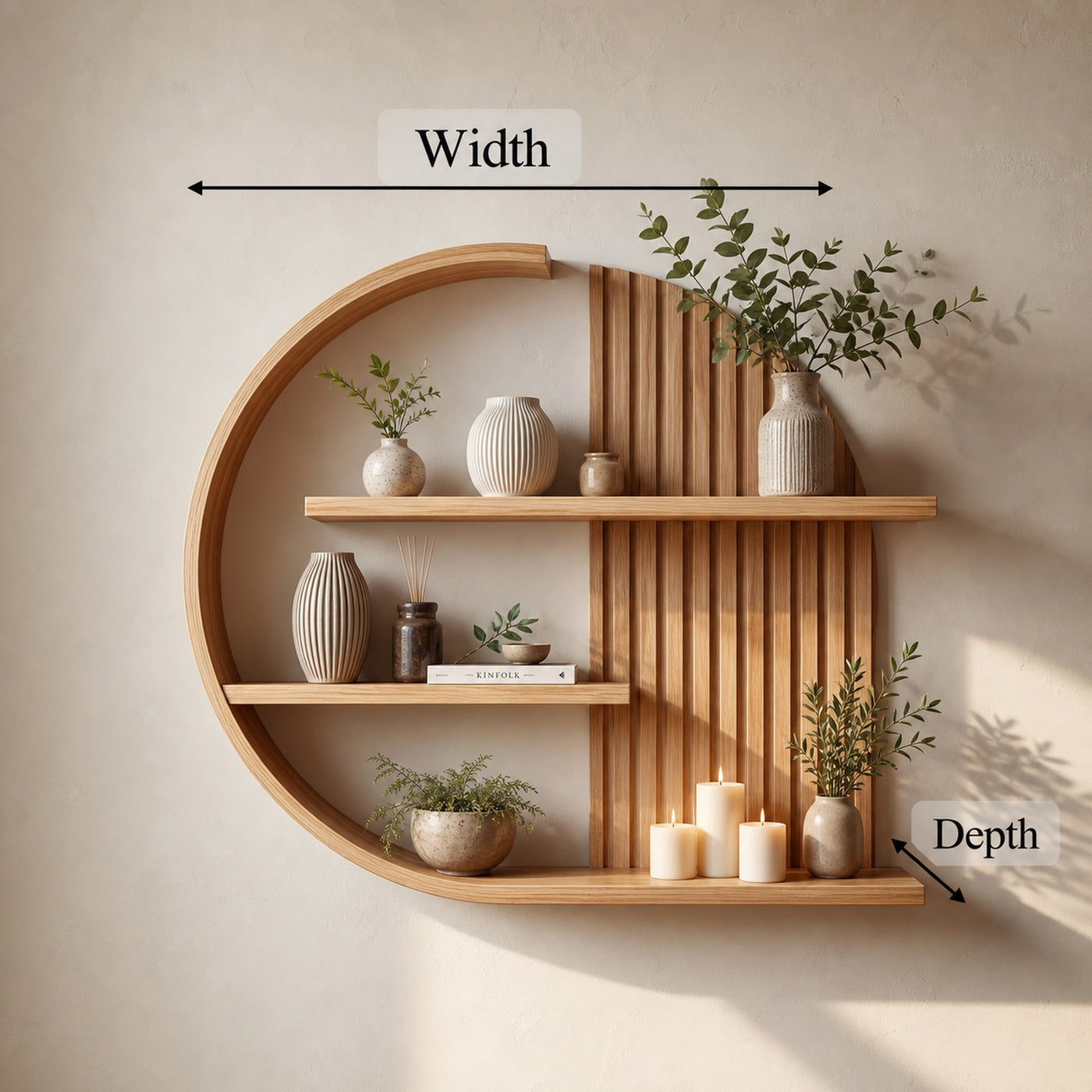 Japandi Minimal Wall Shelf Living Room And Calm Space - product view 7