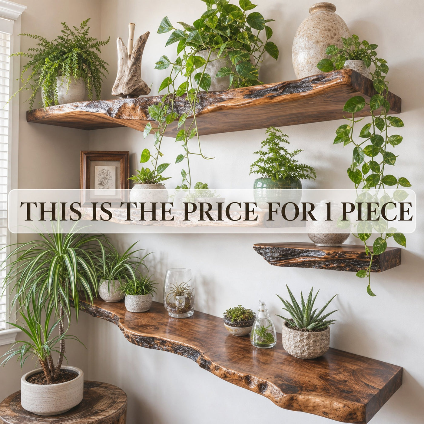 Live Edge Floating Shelf Wood Shelves - product view 8