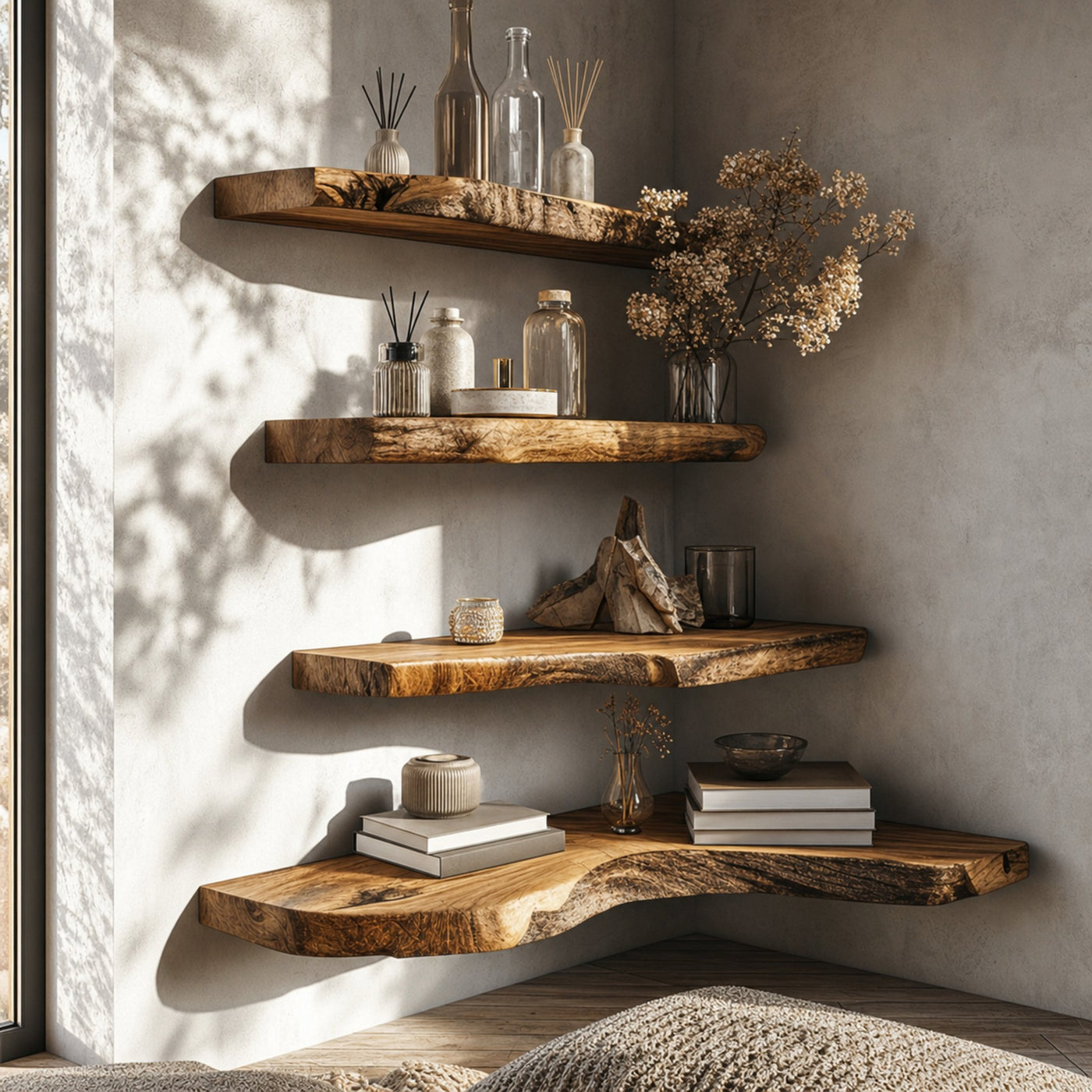 Live Edge Floating Shelves Wall Mounted