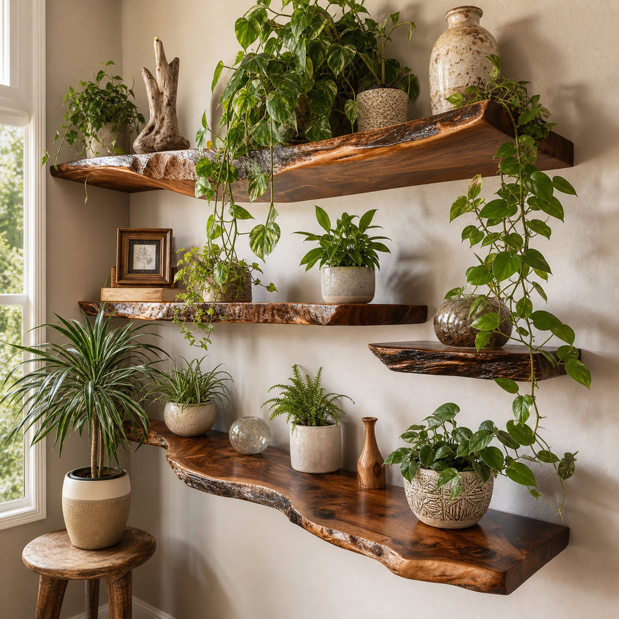 Live Edge Shelf Wall Mounted Shelf