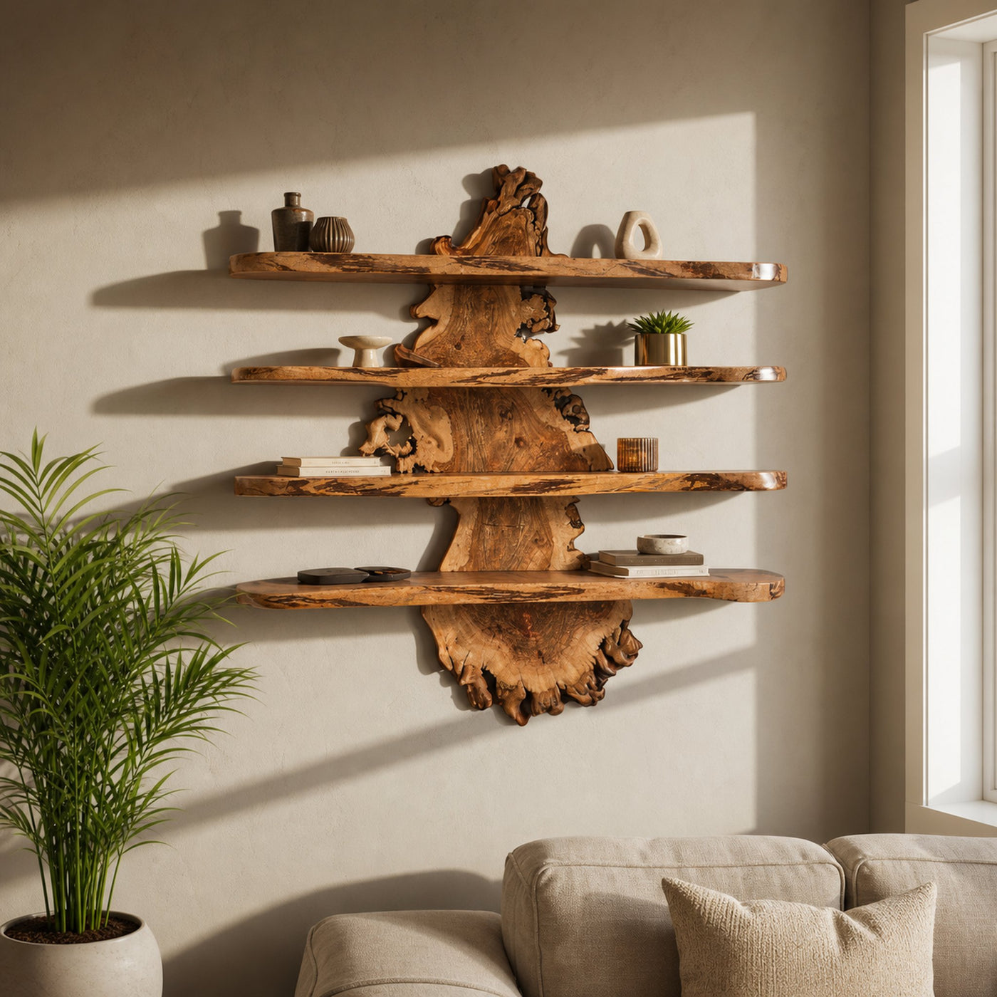 Live Edge Wall Shelf Design For Bedroom Display - product view 6