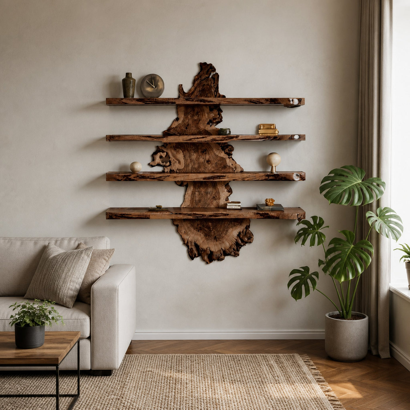 Live Edge Wall Shelf Design For Bedroom Display - product view 7