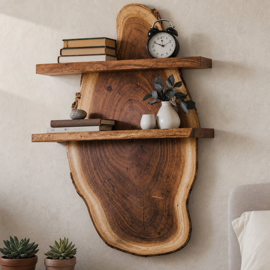 Live Edge Wall Shelf For Bedroom And Workspace Decor