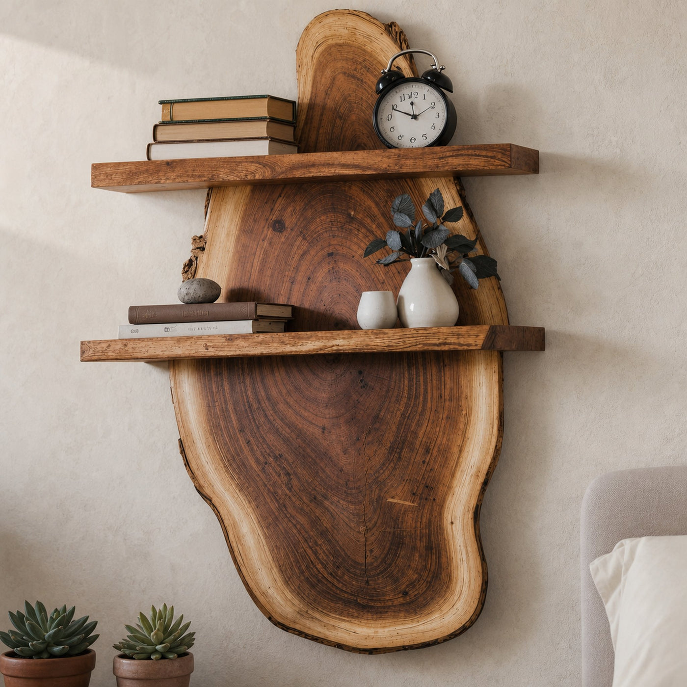 Live Edge Wall Shelf For Bedroom And Workspace Decor