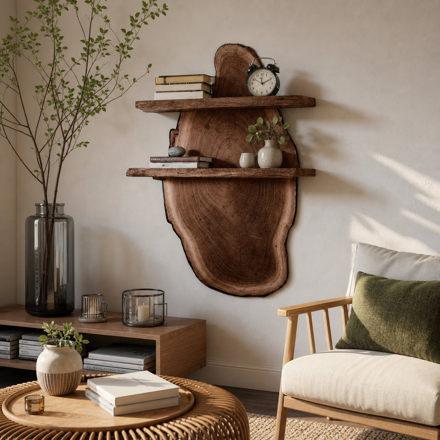 Live Edge Wall Shelf For Bedroom And Workspace Decor - product view 7