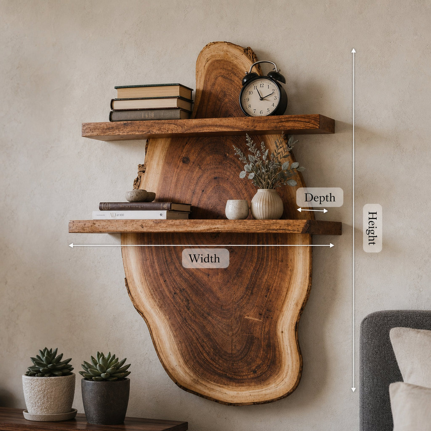 Live Edge Wall Shelf For Bedroom And Workspace Decor - product view 8