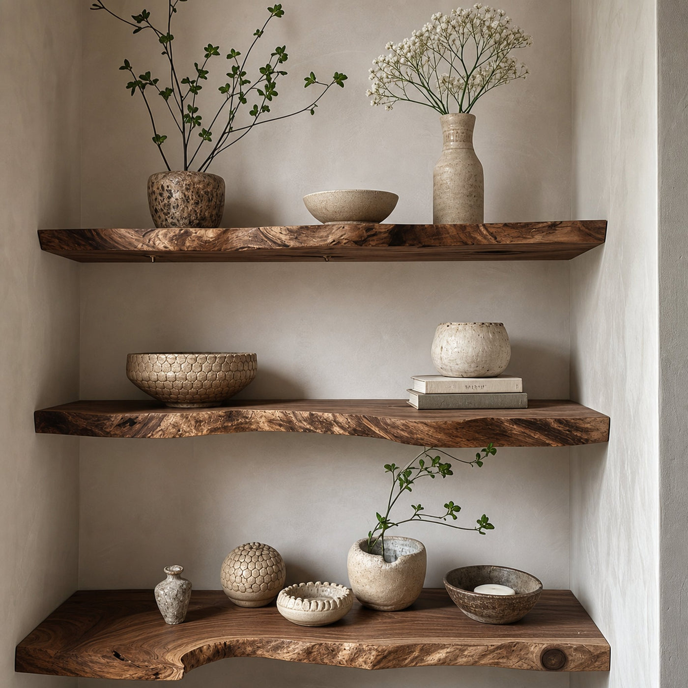 Live Edge Walnut Floating Shelf