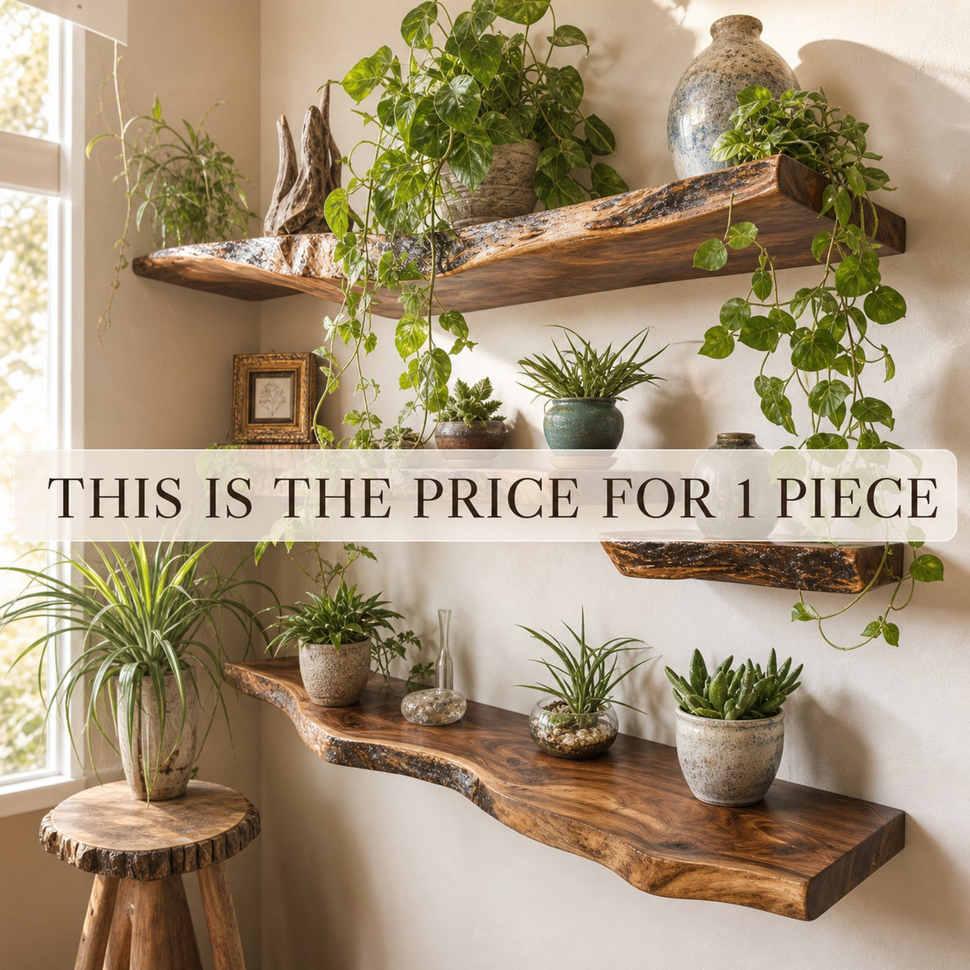 Live Edge Walnut Floating Shelf - product view 8