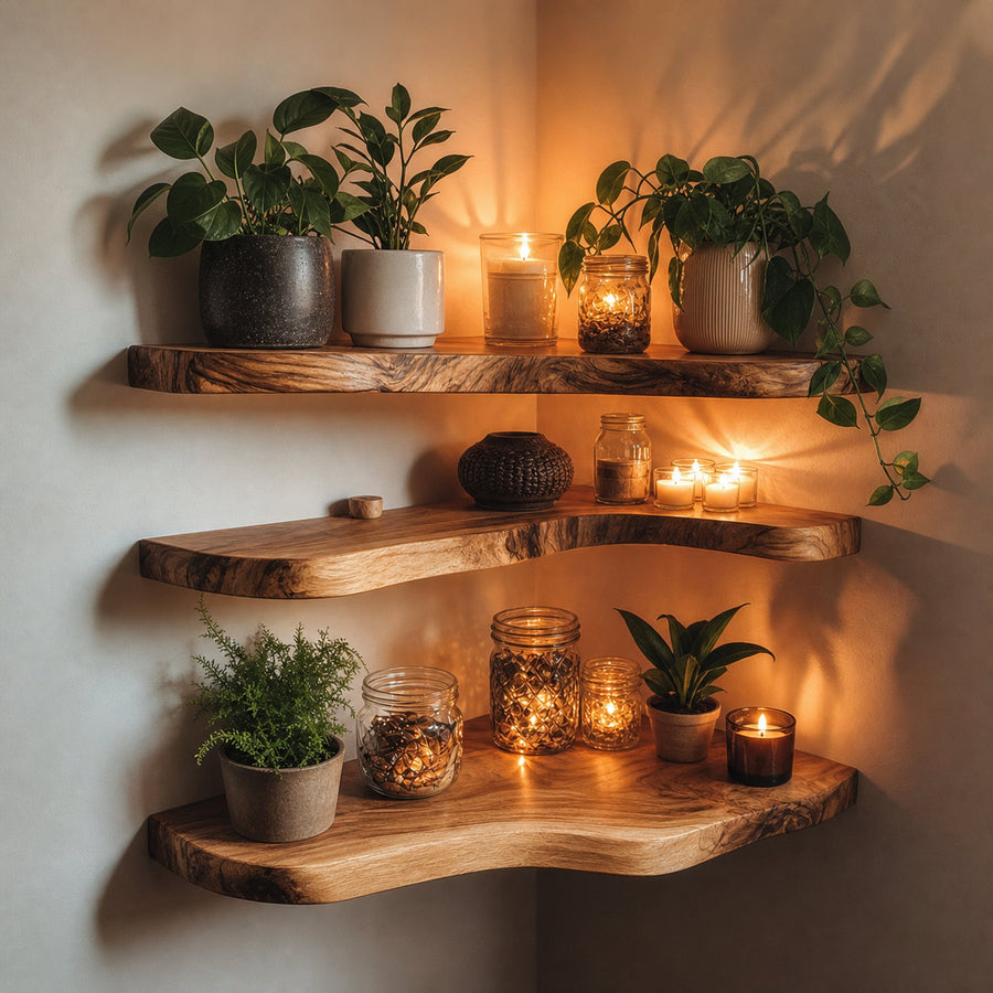 Live Edge Walnut Floating Shelves