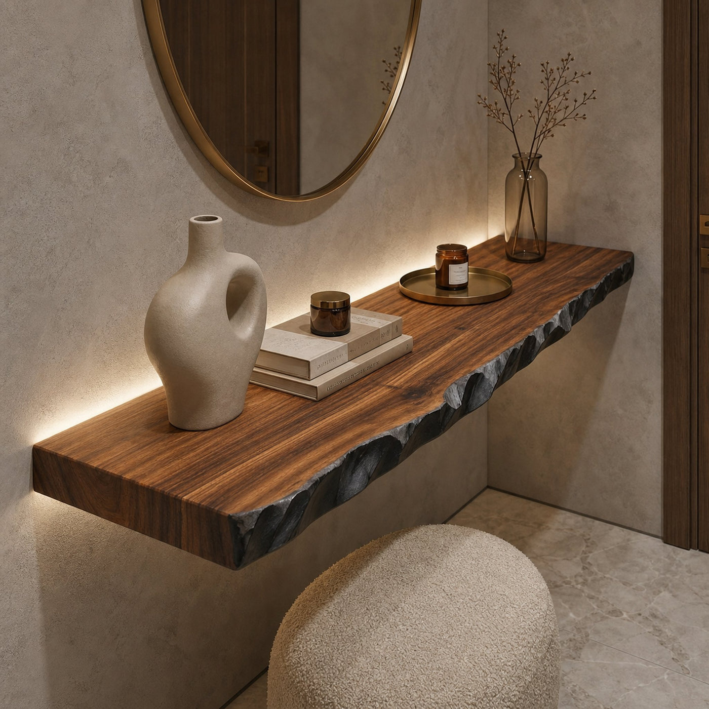 Live Edge Wood Floating Shelf For Living Room And Bedroom