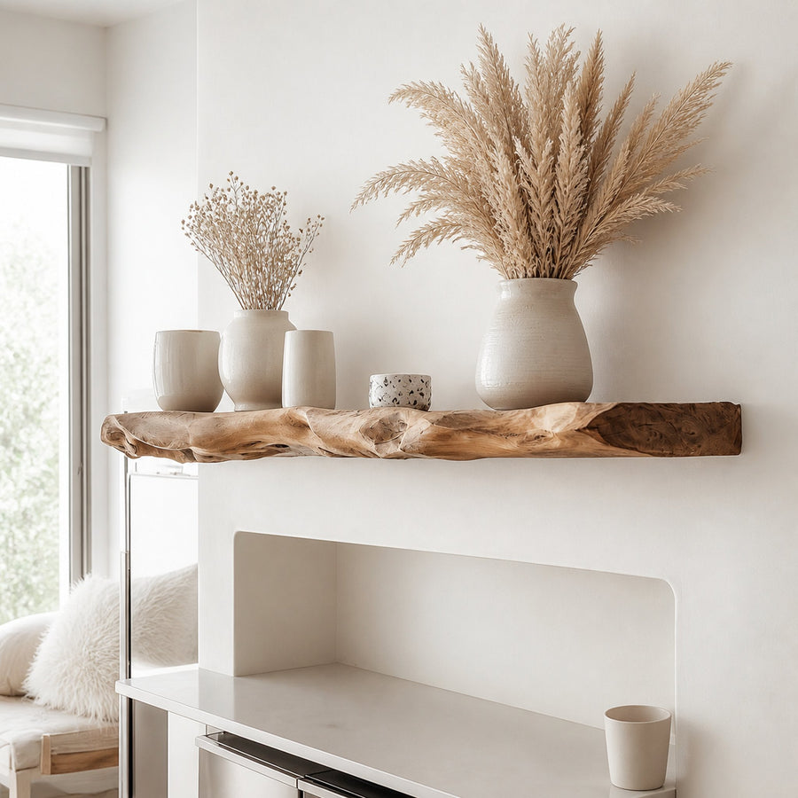 Live Edge Wood Floating Shelf – Boho Rustic For Kitchen Decor