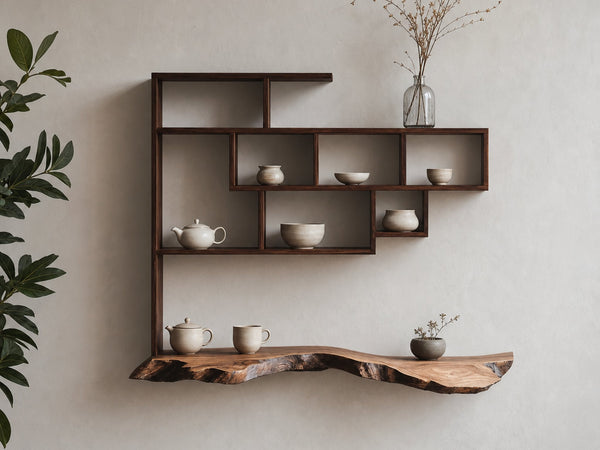 Plainline Arroyo Live Edge Wall Shelf with Open Cubbies