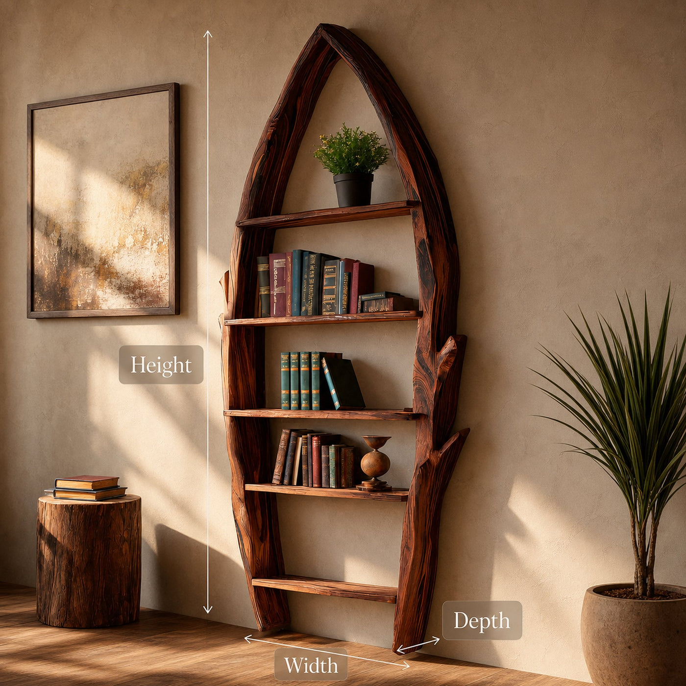 Mid Century Curved Wood Wall Shelf For Furniture Decor - product view 7