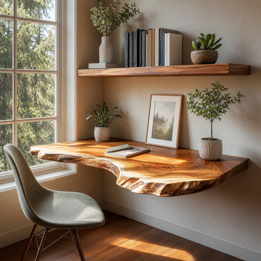 Mid Century Floating Desk Shelf Modern Bedroom Office