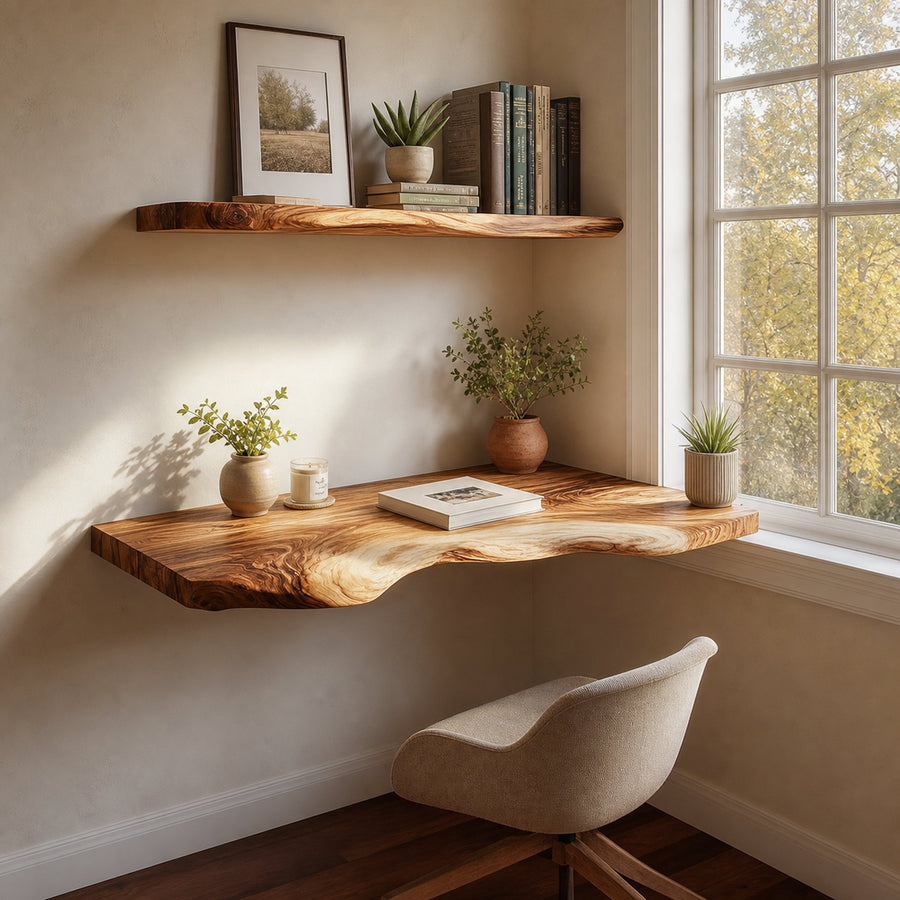Mid Century Floating Study Shelf Living Room
