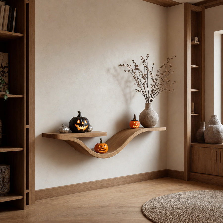 Mid Century Halloween Curved Shelf Bedroom