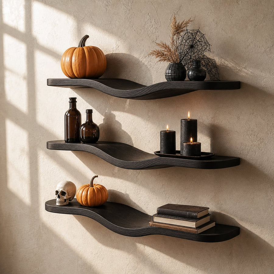 Mid Century Halloween Wave Floating Shelf Living Room