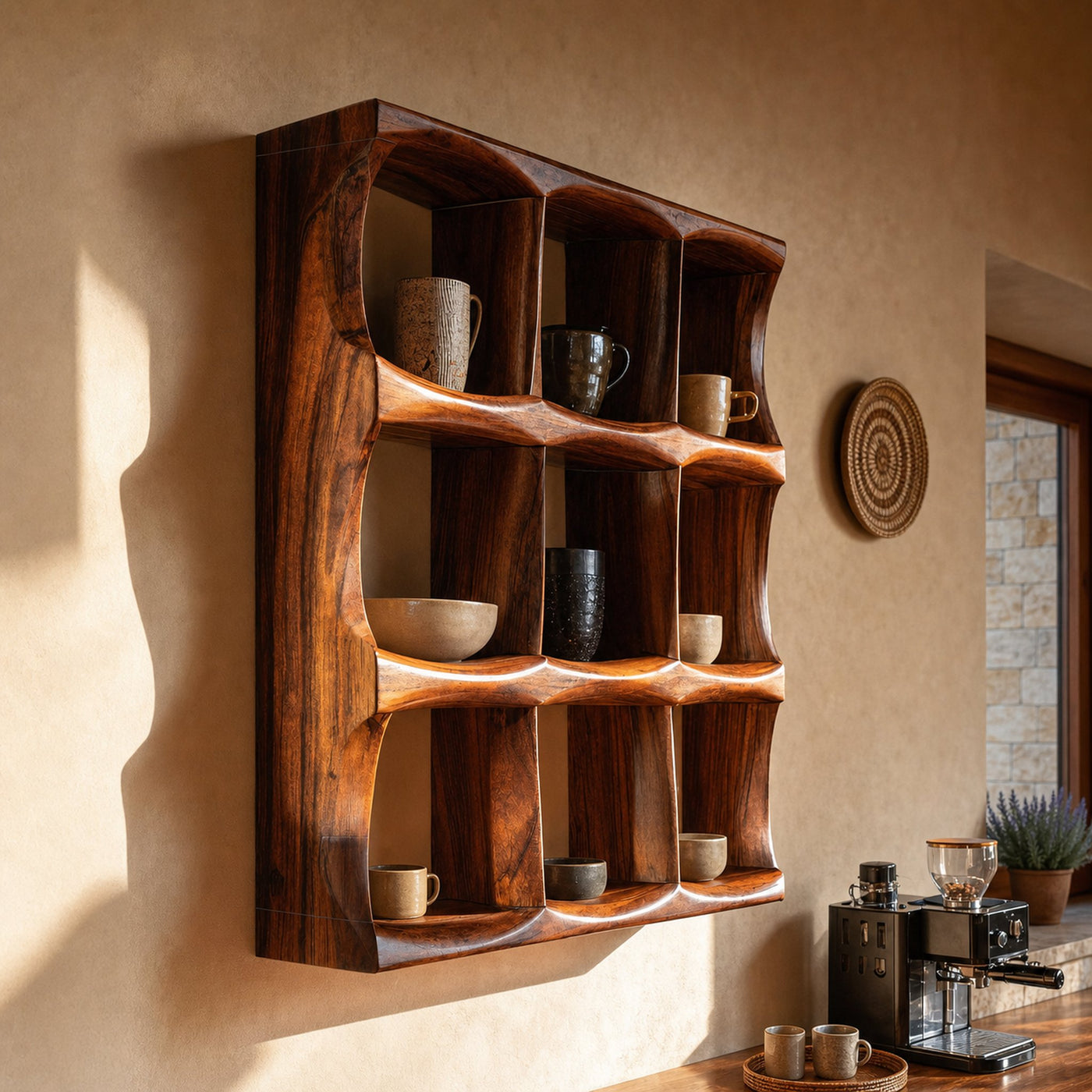 Mid Century Kitchen Wall Shelf For Cozy Cooking Space