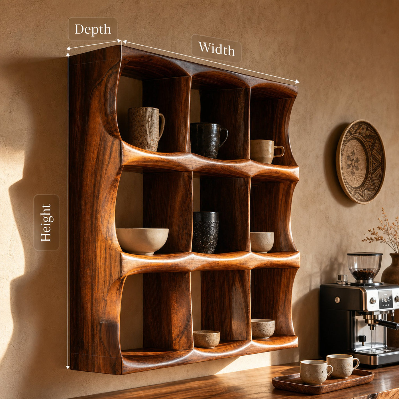 Mid Century Kitchen Wall Shelf For Cozy Cooking Space - product view 7