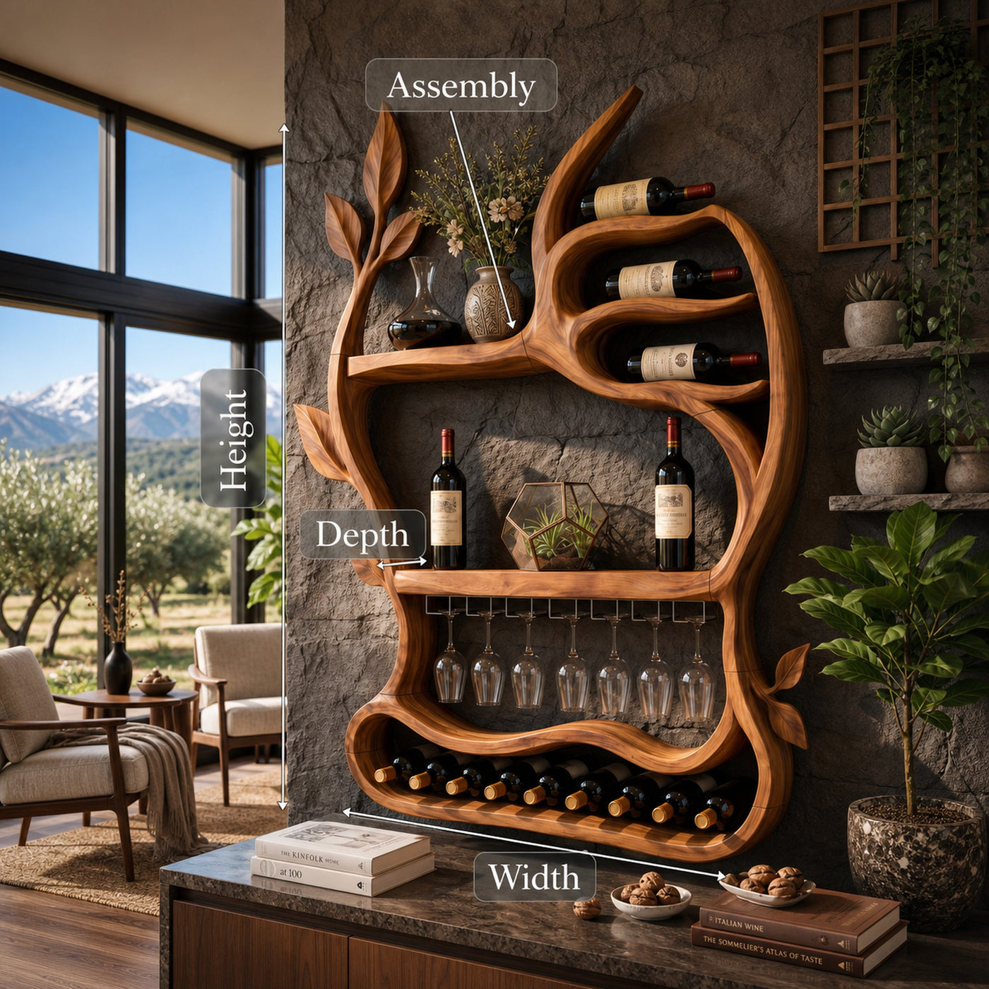 Mid Century Landscape Wine Holder For Dining Room - product view 8