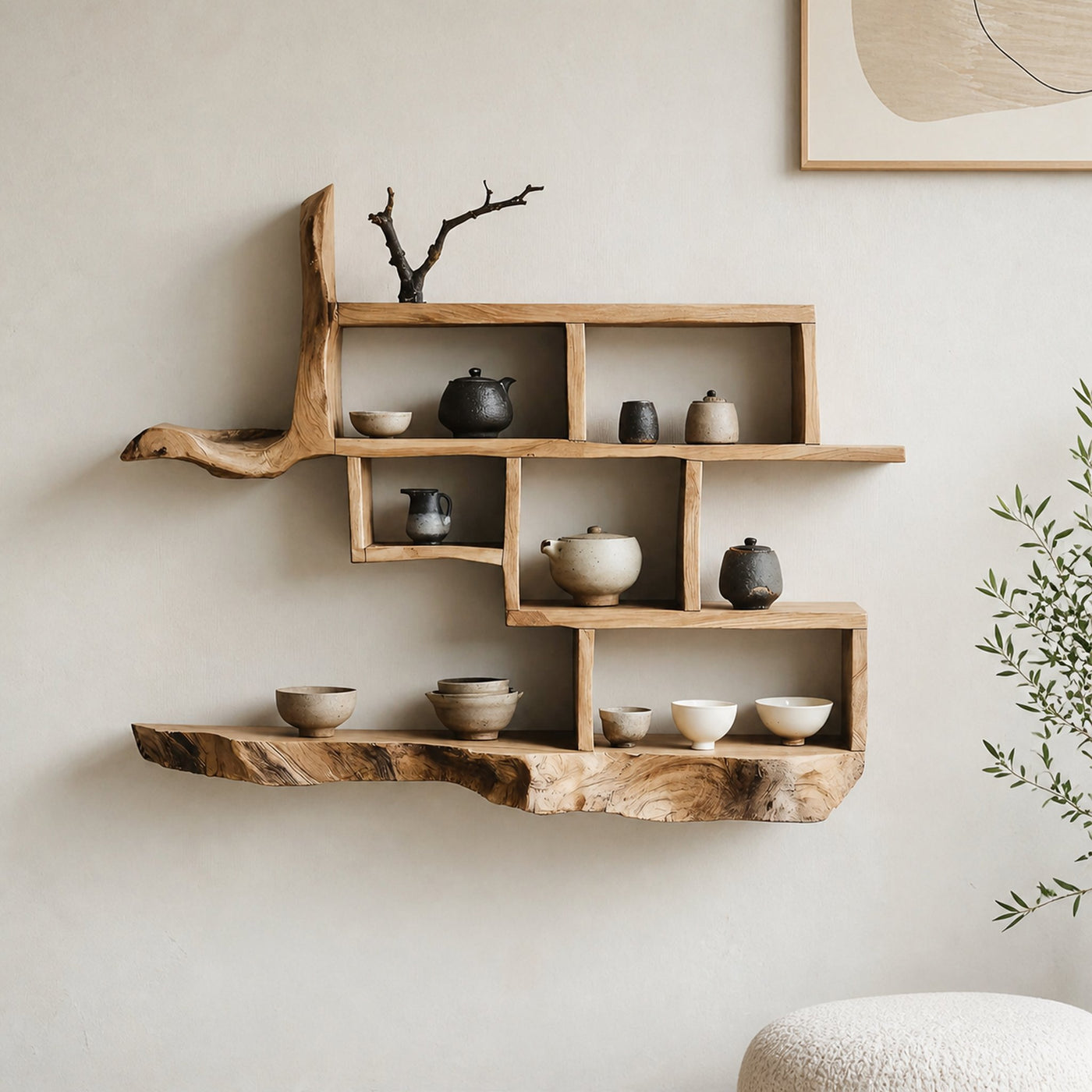 Mid Century Live Edge Floating Shelf For Bedroom Decor