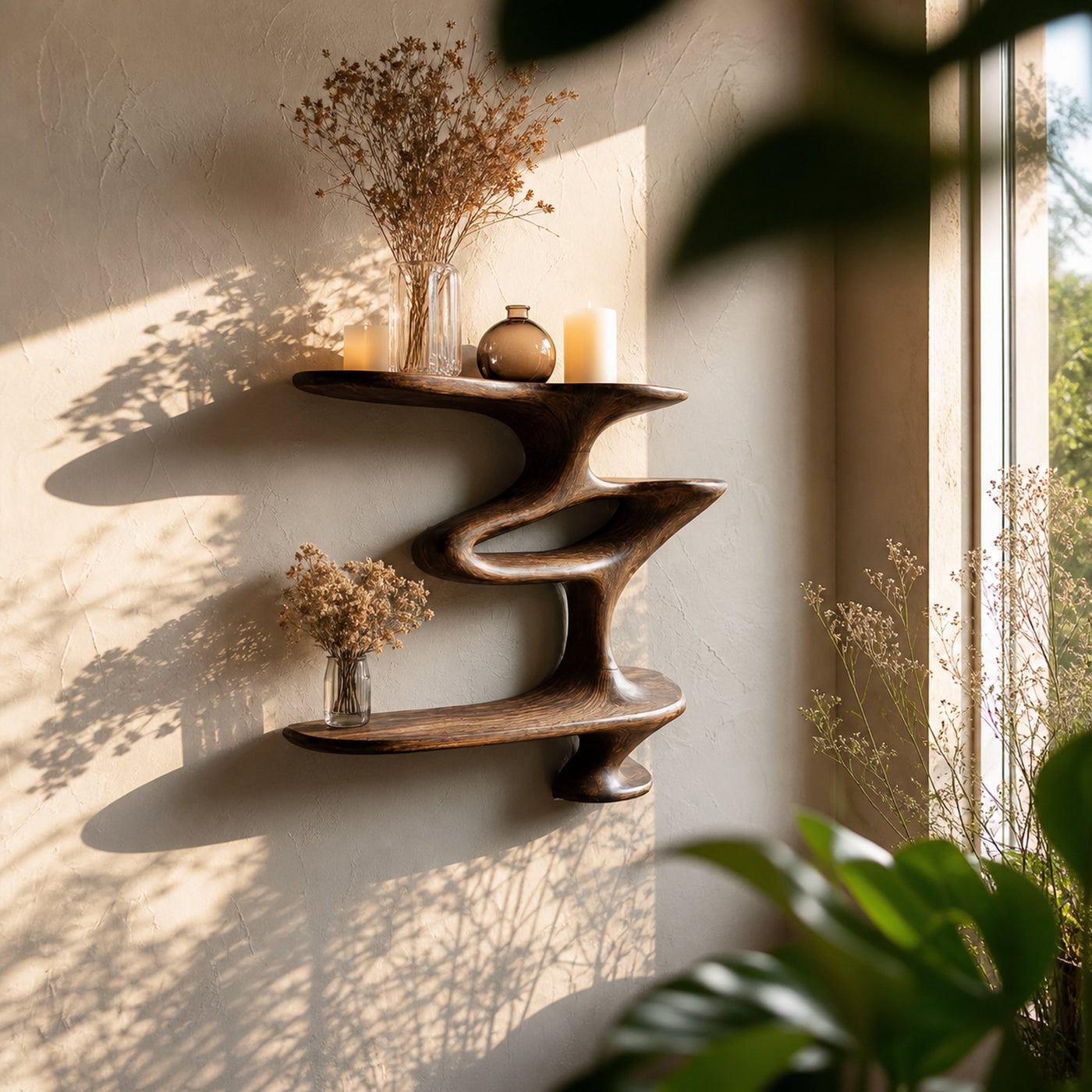 Mid Century Live Edge Wall Mount Shelf Living Room - product view 7