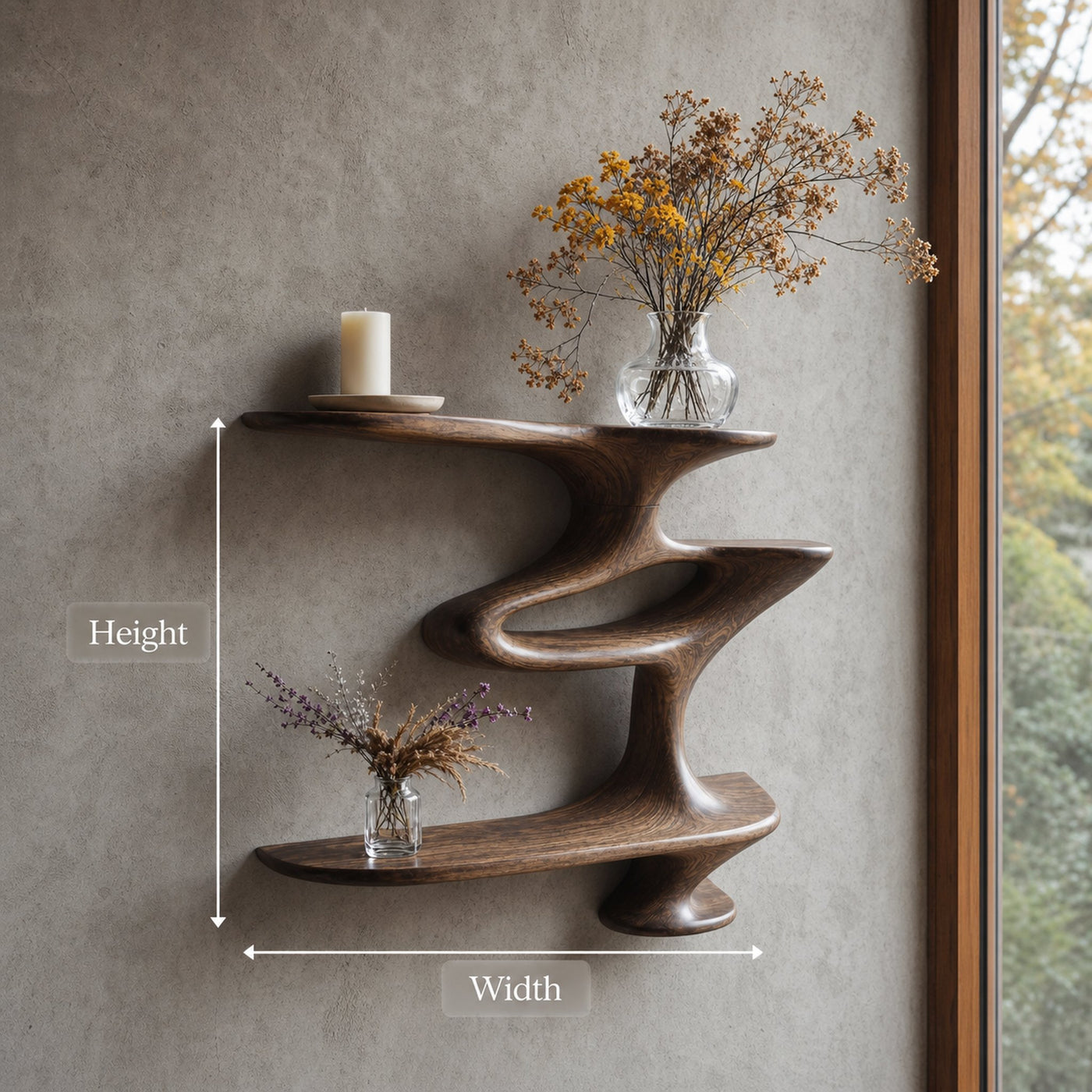 Mid Century Live Edge Wall Mount Shelf Living Room - product view 8