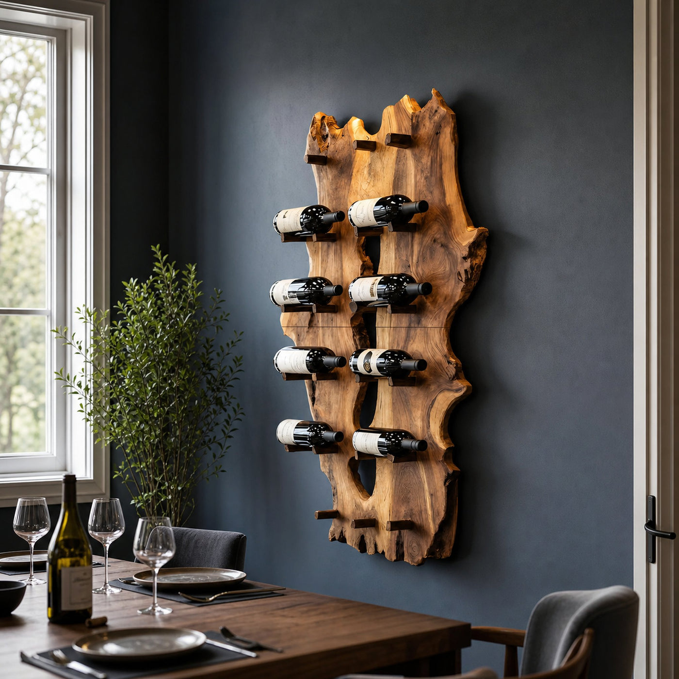 Mid Century Live Edge Wine Holder For Elegant Entryway Decor - product view 6