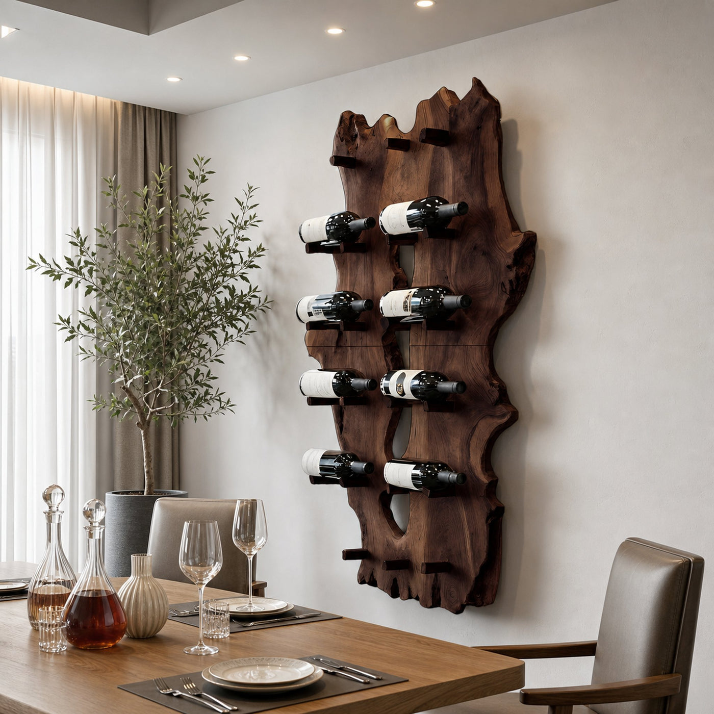 Mid Century Live Edge Wine Holder For Elegant Entryway Decor - product view 7