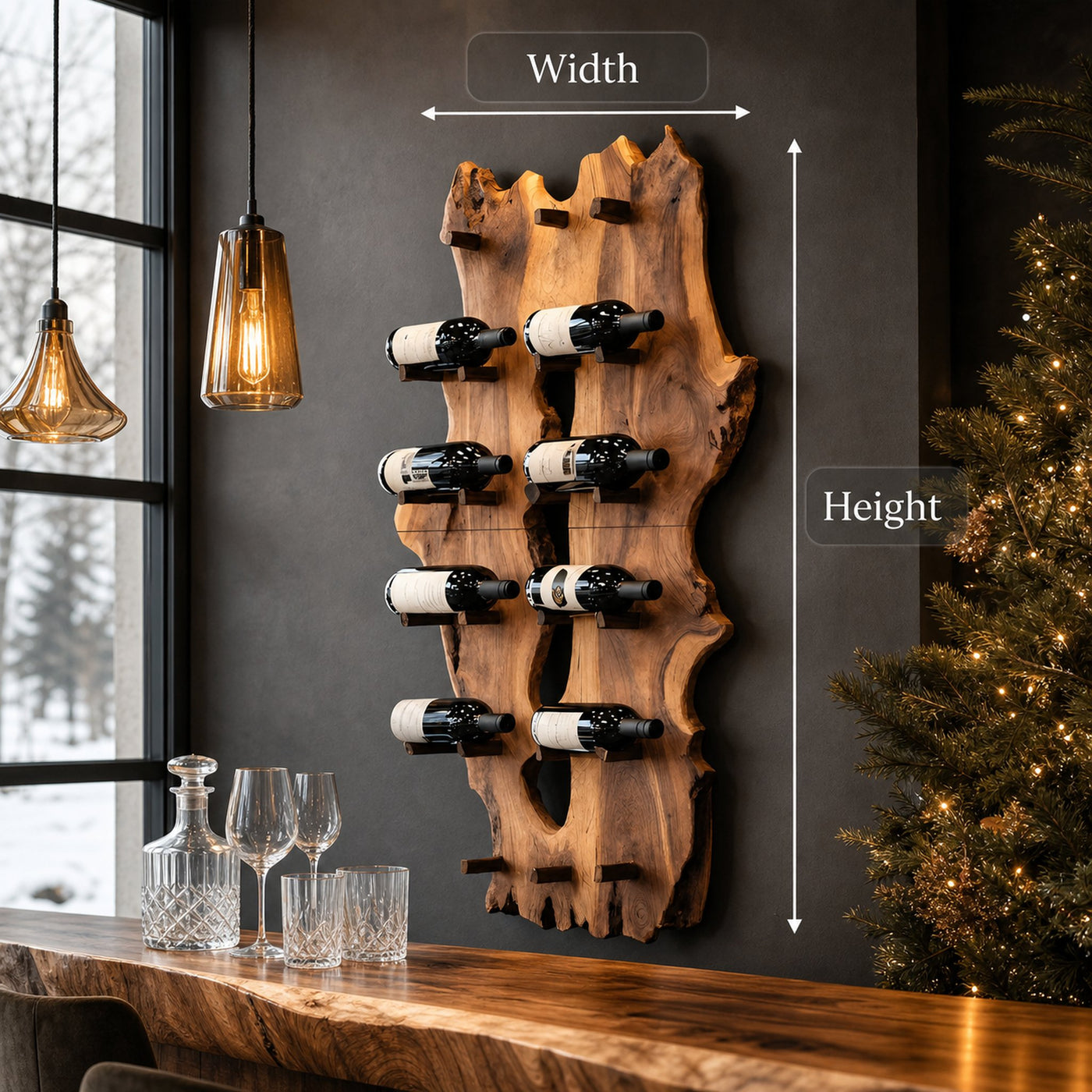 Mid Century Live Edge Wine Holder For Elegant Entryway Decor - product view 8