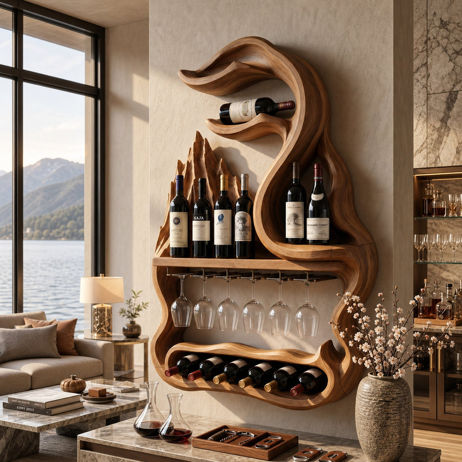 Mid Century Mountain Form Wine Holder For Dining Room