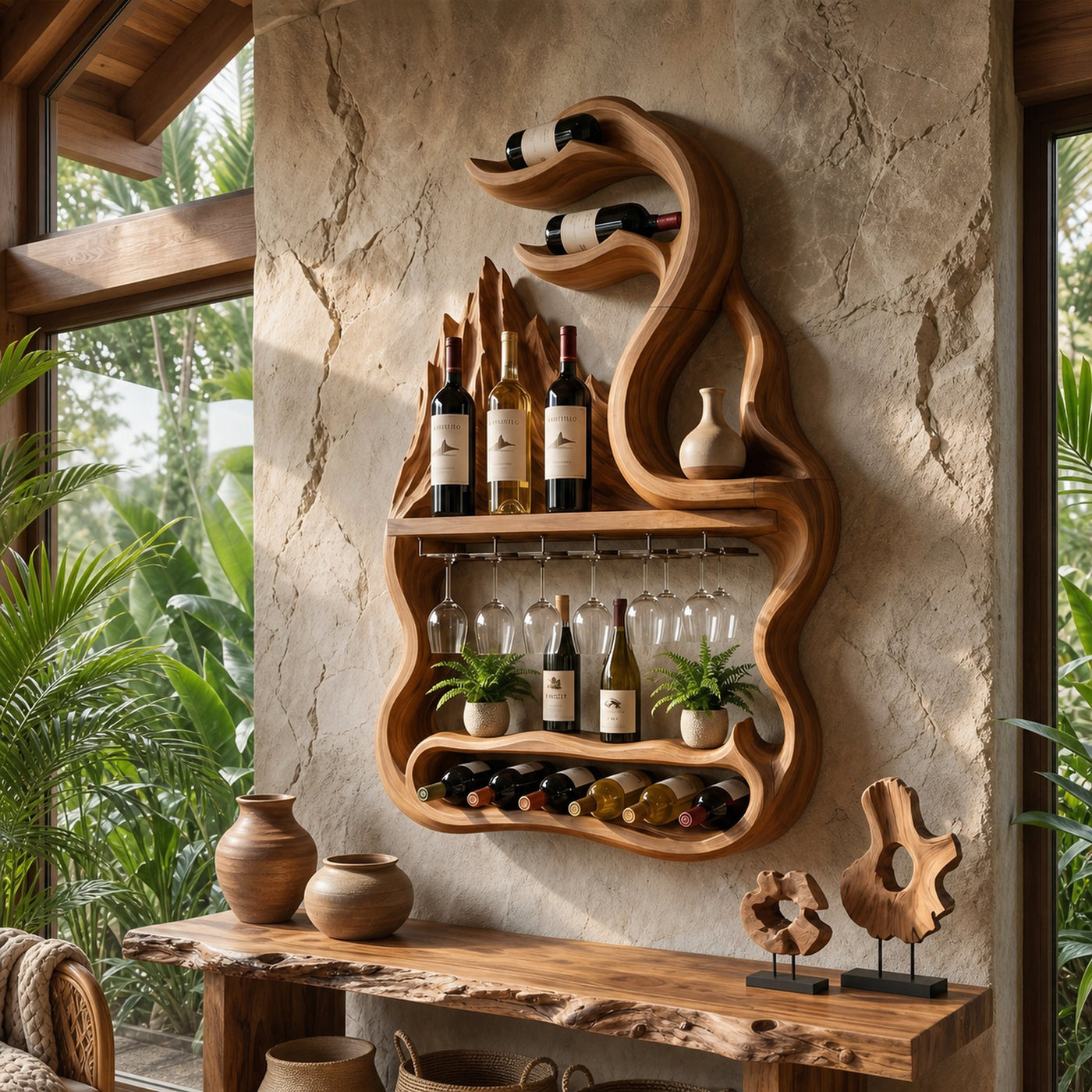 Mid Century Mountain Form Wine Holder For Dining Room - product view 6