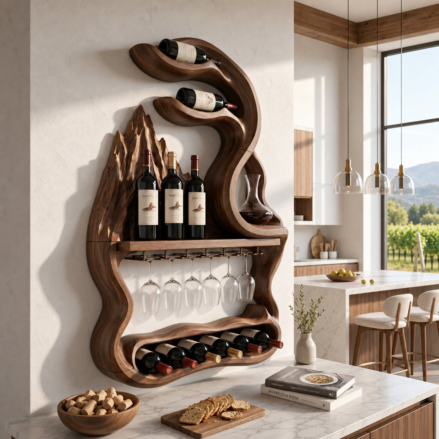 Mid Century Mountain Form Wine Holder For Dining Room - product view 7