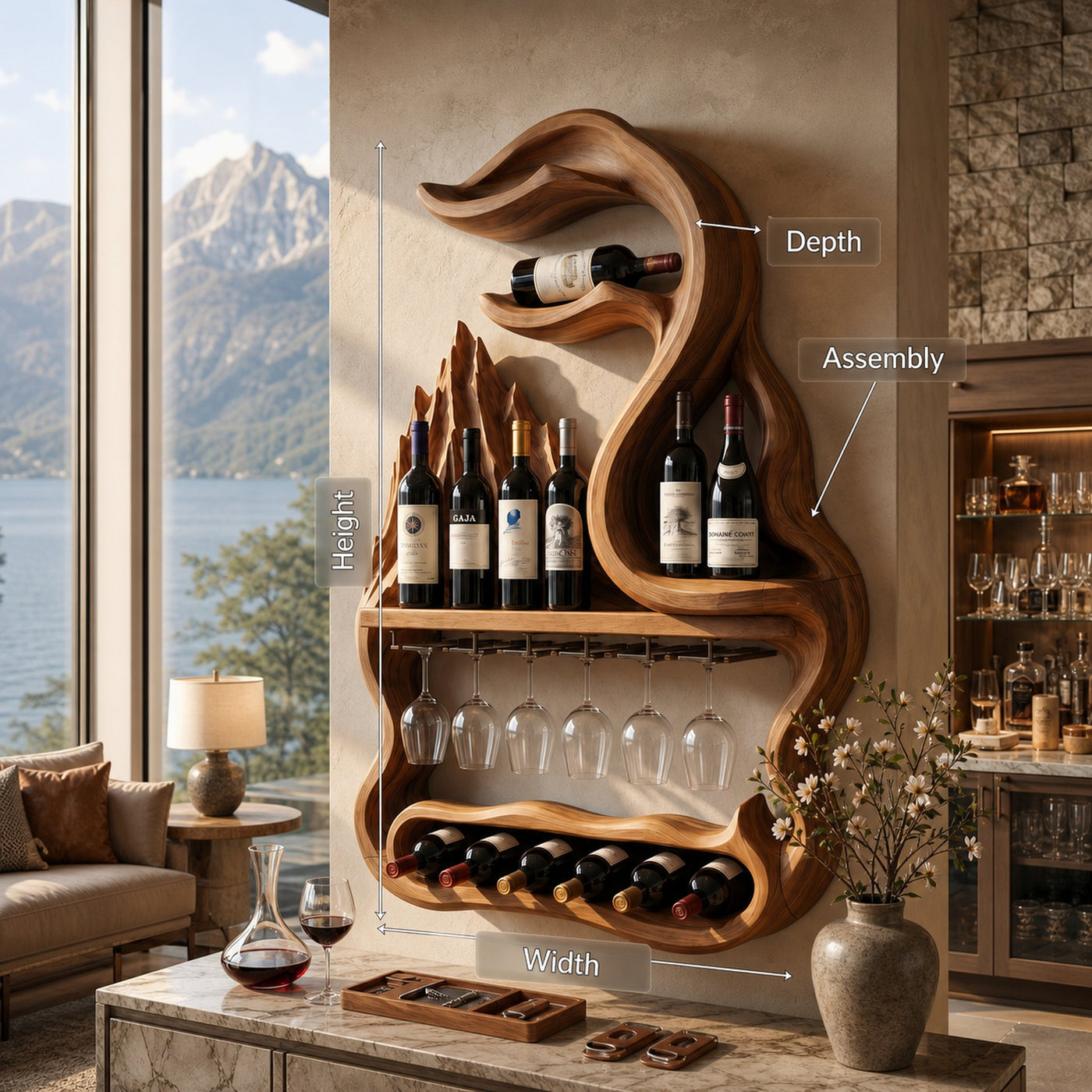 Mid Century Mountain Form Wine Holder For Dining Room - product view 8