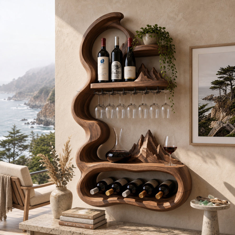Mid Century Sculptural Wine Display For Dining Space
