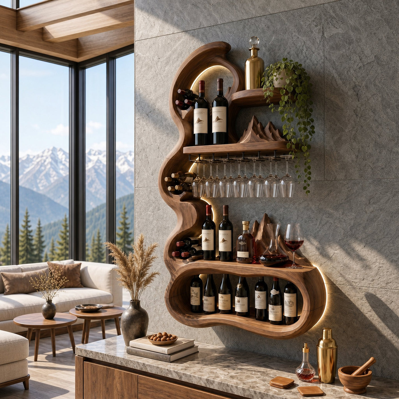 Mid Century Sculptural Wine Display For Dining Space - product view 6