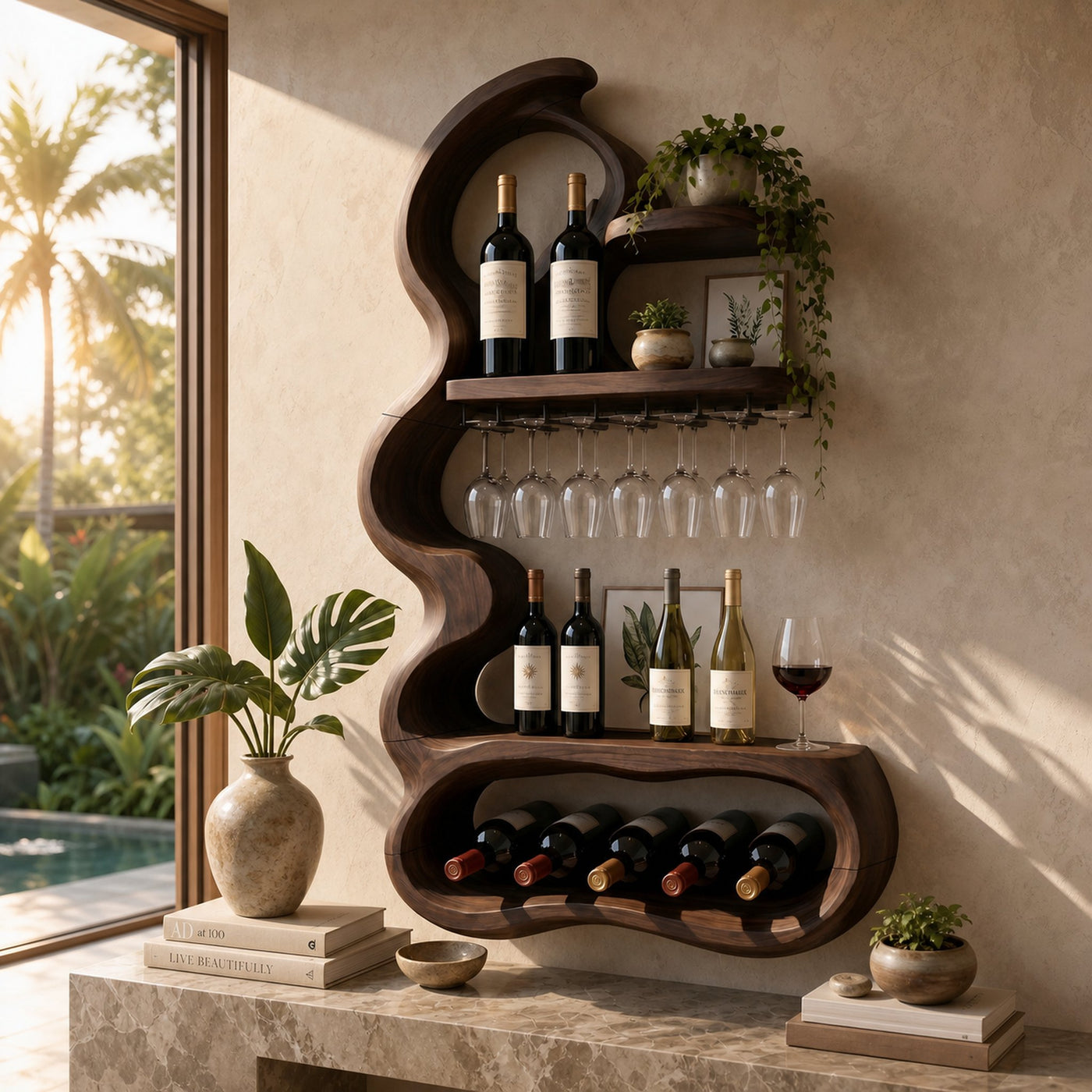 Mid Century Sculptural Wine Display For Dining Space - product view 7