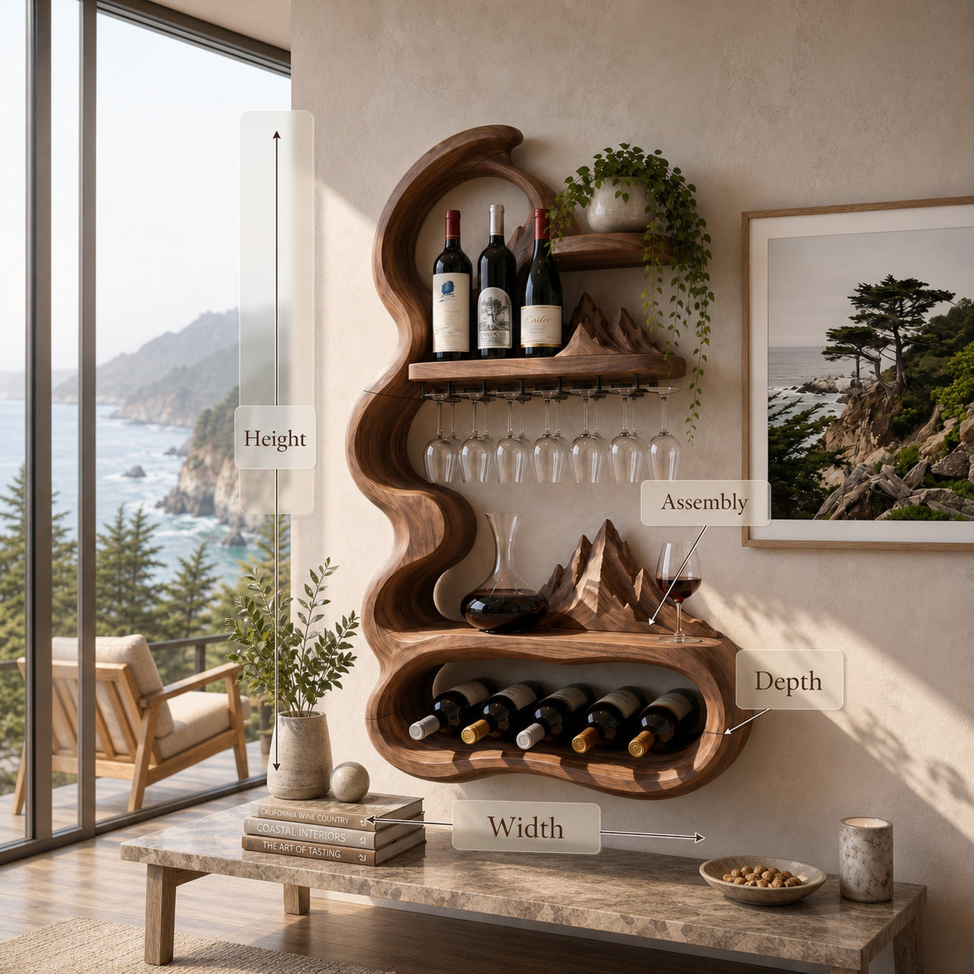 Mid Century Sculptural Wine Display For Dining Space - product view 8