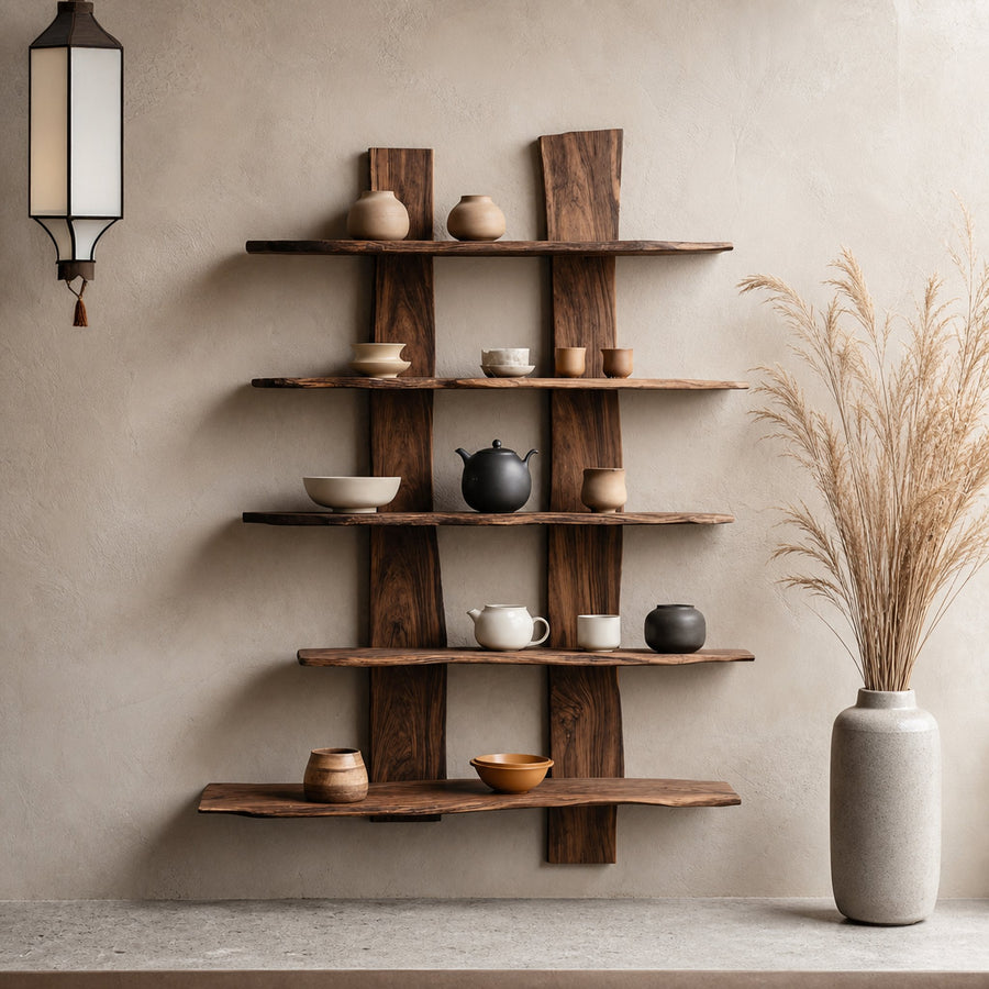 Mid Century Solid Wood Bookshelf For Furniture Display