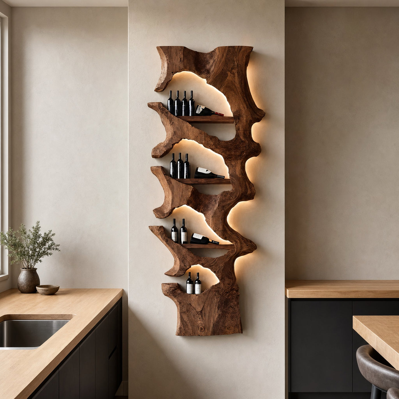 Mid Century Solid Wood Wine Rack For Bar Decor And Display - product view 6