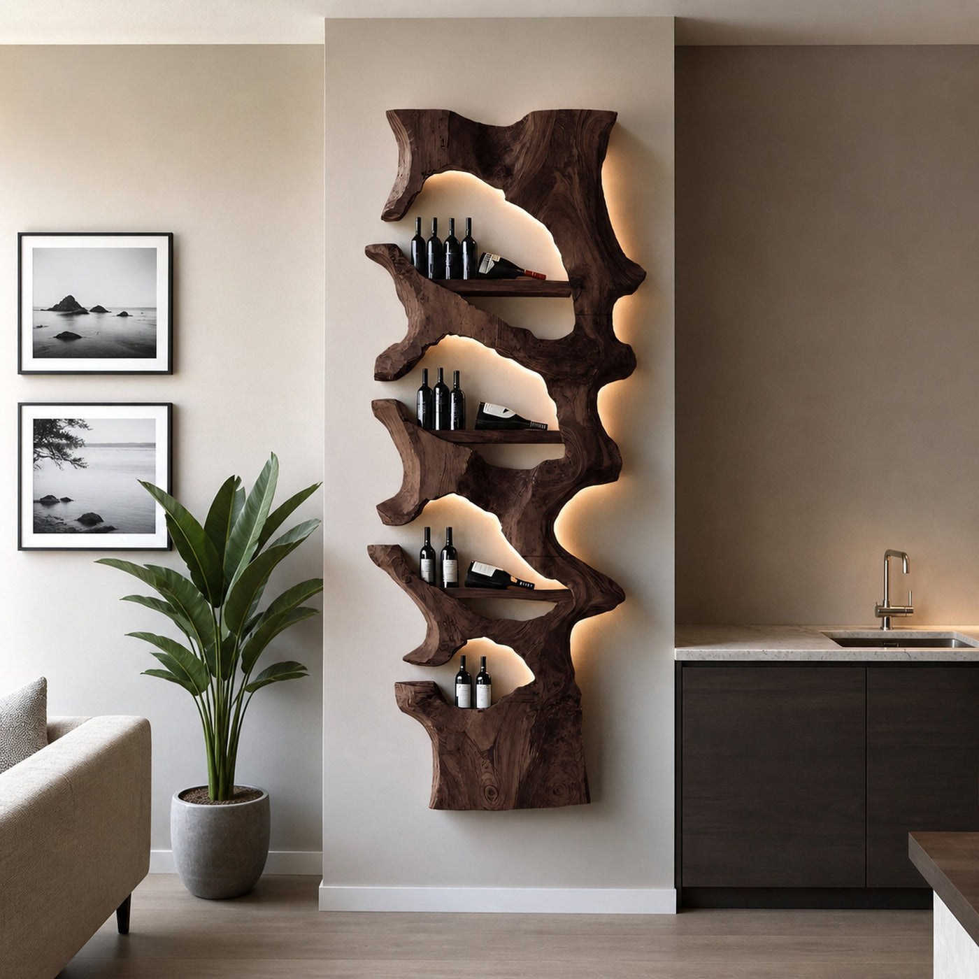 Mid Century Solid Wood Wine Rack For Bar Decor And Display - product view 7