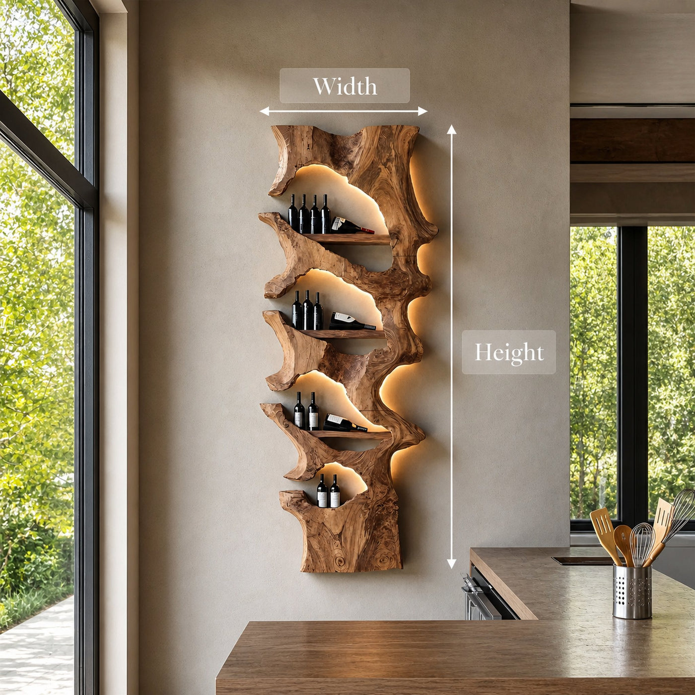 Mid Century Solid Wood Wine Rack For Bar Decor And Display - product view 8