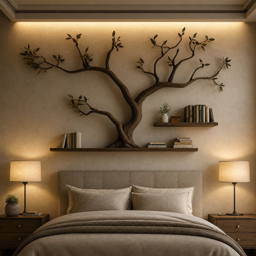 Mid Century Tree Branch Shelf Bedroom Decor