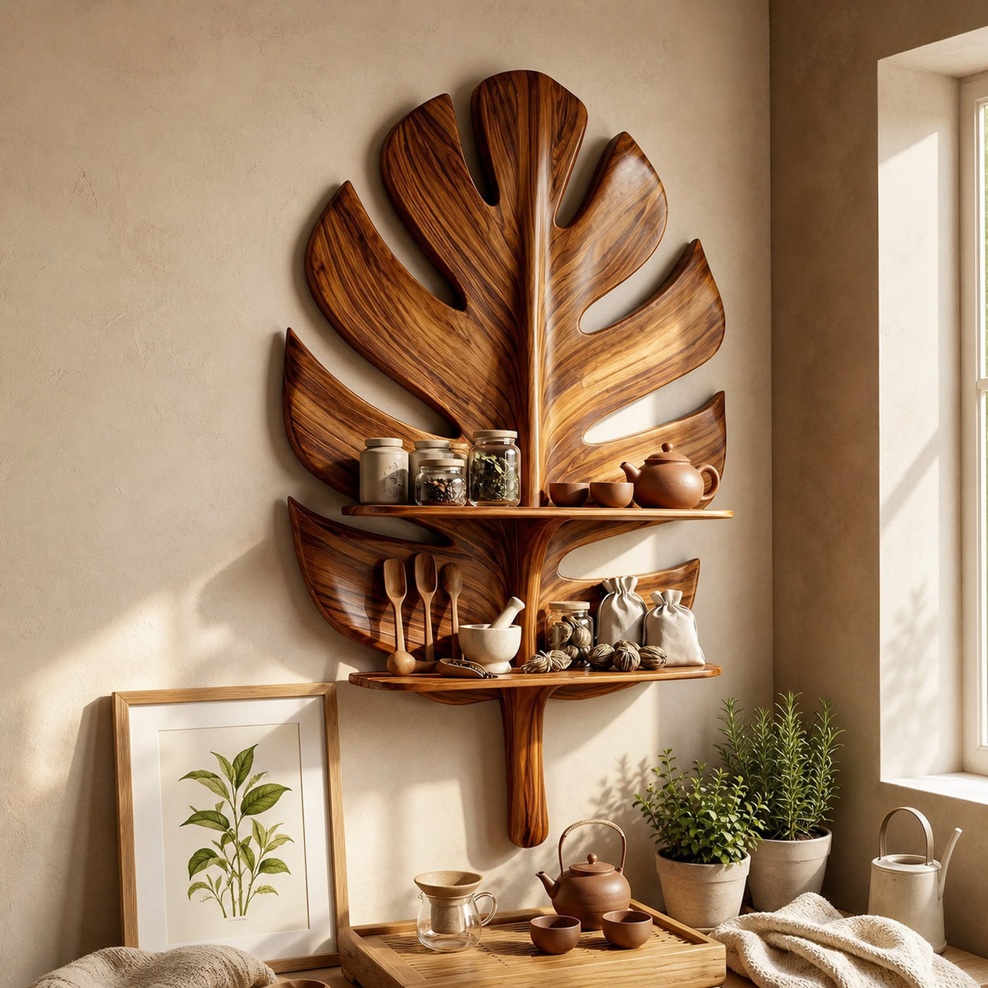 Mid Century Wall Mounted Shelf For Bedroom Decor