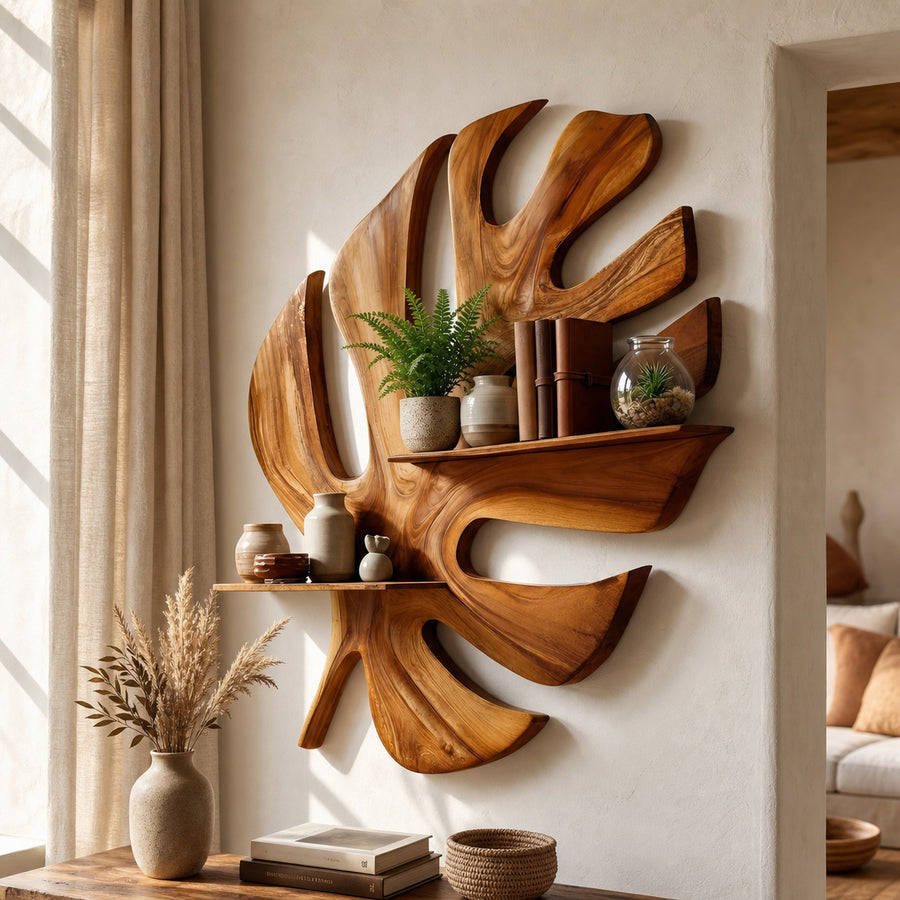 Mid Century Wall Shelf For Dining Area Storage